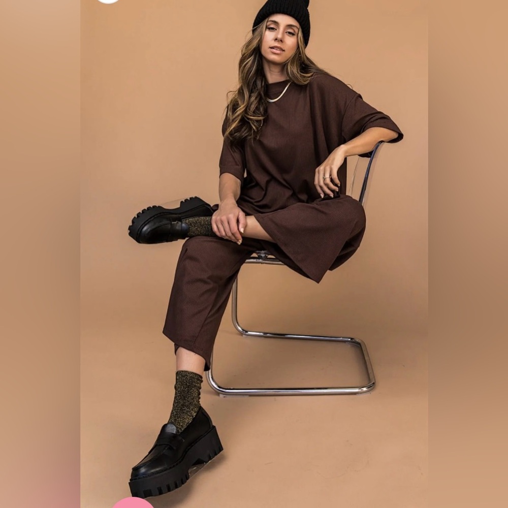 LALA ORIGINAL Dressed in LALA Lex Ribbed Playsuit in Mocha Jumpsuit Set (S) - Picture 17 of 17